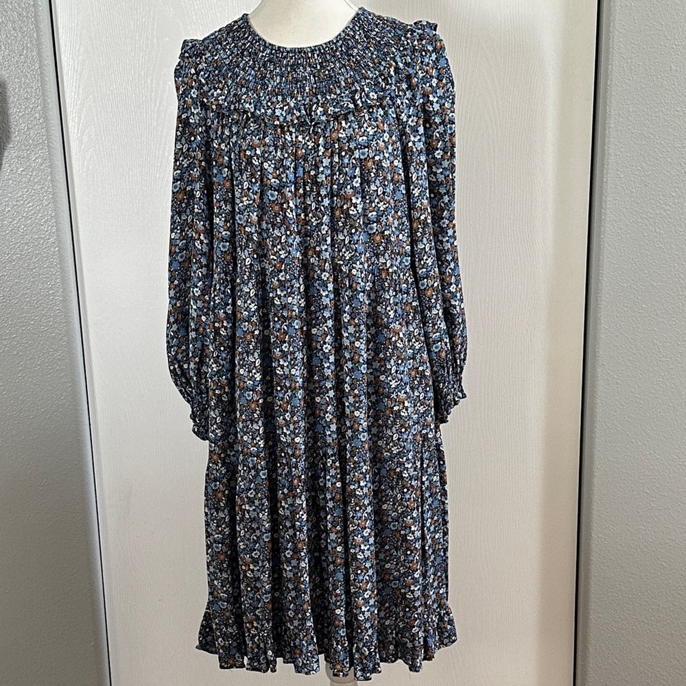 Boden Blue Floral Midi Dress